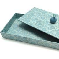 Schachtel mit aufliegendem Deckel - blaue Ornamente Bild 2