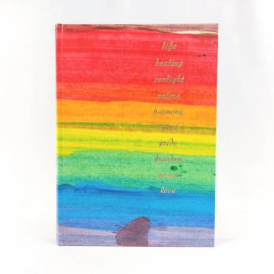 Notizbuch Regenbogen, A5, Goldprägung healing, handgefertigt, pride