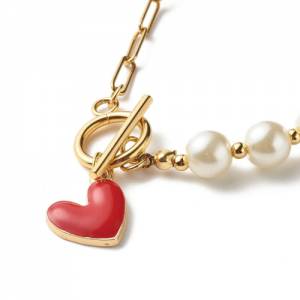 Halskette Herz Perlen Initial Choker Edelstahl Kette Gravur Bild 6