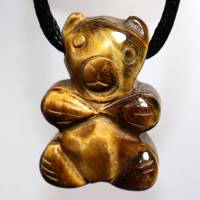 Tigerauge (Bär) | Halskette mit Band oder Silber 925 --- Stein-Größe: 29 x 21 mm Bild 1