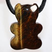 Tigerauge (Bär) | Halskette mit Band oder Silber 925 --- Stein-Größe: 29 x 21 mm Bild 3