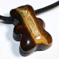 Tigerauge (Bär) | Halskette mit Band oder Silber 925 --- Stein-Größe: 29 x 21 mm Bild 5