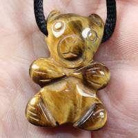 Tigerauge (Bär) | Halskette mit Band oder Silber 925 --- Stein-Größe: 29 x 21 mm Bild 8