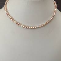 Perlenkette 50 cm, geknüpft, Magnetverschluss in Si925, Zuchtperlenkette pastellfarben, Plus Size, Geschenk Frauen Bild 6