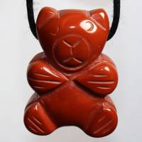 roter Jaspis (Bär) | Halskette mit Band oder Silber 925 --- Stein-Größe: 29 x 22 mm Bild 3