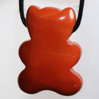 roter Jaspis (Bär) | Halskette mit Band oder Silber 925 --- Stein-Größe: 29 x 22 mm Bild 4