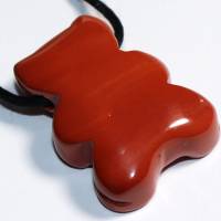 roter Jaspis (Bär) | Halskette mit Band oder Silber 925 --- Stein-Größe: 29 x 22 mm Bild 5