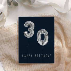Geburtstagskarte 30. Geburtstag Zahlen-Ballon - Postkarte A6 - Zahlenballon Geburtstagskarte - Karte zum 30. Geburtstag Bild 5