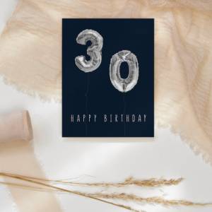 Geburtstagskarte 30. Geburtstag Zahlen-Ballon - Postkarte A6 - Zahlenballon Geburtstagskarte - Karte zum 30. Geburtstag Bild 7