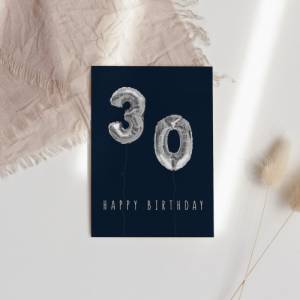 Geburtstagskarte 30. Geburtstag Zahlen-Ballon - Postkarte A6 - Zahlenballon Geburtstagskarte - Karte zum 30. Geburtstag Bild 8