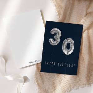 Geburtstagskarte 30. Geburtstag Zahlen-Ballon - Postkarte A6 - Zahlenballon Geburtstagskarte - Karte zum 30. Geburtstag Bild 9