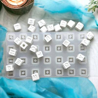 Mini Buchstaben Würfel Silikon Gießform – Alphabet A–Z, DIY Namensanhänger, Resin Buchstaben, Raysin Gießform