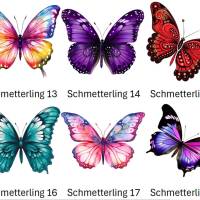Bügelbilder Bügelmotiv Schmetterling Butterfly bunt Mädchen Baby Höhe 10cm Bild 4