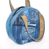 Jeanstasche Rund upcycling Handtasche aus Jeans Bild 1