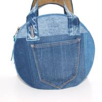 Jeanstasche Rund upcycling Handtasche aus Jeans Bild 10