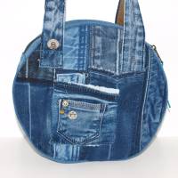 Jeanstasche Rund upcycling Handtasche aus Jeans Bild 2