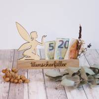 Geldgeschenk aus Holz / Gutscheinverpackung aus Holz / Wunscherfüller / Fee / Klötzchendeko Bild 1