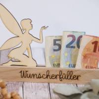 Geldgeschenk aus Holz / Gutscheinverpackung aus Holz / Wunscherfüller / Fee / Klötzchendeko Bild 2
