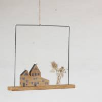 Fensterdeko Eiche Häuser Dekoration Metallring Glasvase 40 x 40 cm Bild 2