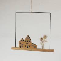 Fensterdeko Eiche Häuser Dekoration Metallring Glasvase 40 x 40 cm Bild 3