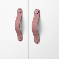 Ledergriffe Rosa Serie "Arc" handgefertigte Möbelgriffe in Altrosa / Schrankgriffe in 30 Farben Bild 1