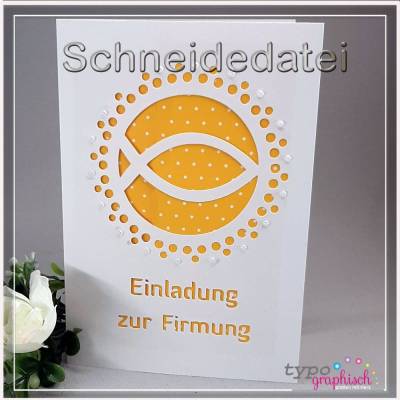 Plotterdatei Einladung zur Firmung – FISCH & PUNKT | Klappkarte B6 SVG PDF