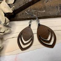 Holz Ohrringe aus Wenge mit Edelstahl Bild 1