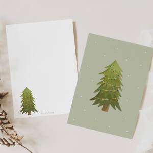 Weihnachtskarte Weihnachtsbaum A6 - weihnachtliche Grußkarte Tanne - Winterwald Weihnachtskarte - Grußkarte Weihnachtsen Bild 1