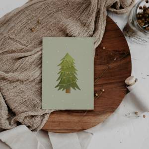 Weihnachtskarte Weihnachtsbaum A6 - weihnachtliche Grußkarte Tanne - Winterwald Weihnachtskarte - Grußkarte Weihnachtsen Bild 2