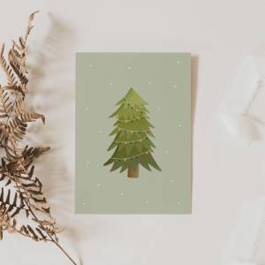 Weihnachtskarte Weihnachtsbaum A6 - weihnachtliche Grußkarte Tanne - Winterwald Weihnachtskarte - Grußkarte Weihnachtsen Bild 3