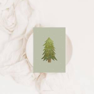 Weihnachtskarte Weihnachtsbaum A6 - weihnachtliche Grußkarte Tanne - Winterwald Weihnachtskarte - Grußkarte Weihnachtsen Bild 6