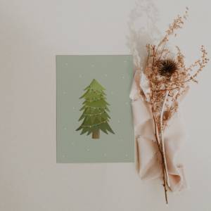 Weihnachtskarte Weihnachtsbaum A6 - weihnachtliche Grußkarte Tanne - Winterwald Weihnachtskarte - Grußkarte Weihnachtsen Bild 7