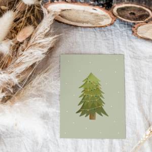 Weihnachtskarte Weihnachtsbaum A6 - weihnachtliche Grußkarte Tanne - Winterwald Weihnachtskarte - Grußkarte Weihnachtsen Bild 8