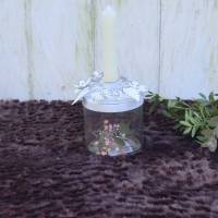 Windlicht Glas mit Deckel Blütendekor Kerzenglas Kerzenhalter Bild 3