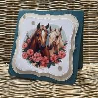 Grußkarte - mit Pferdepärchen -  Valentinstag - Hochzeit - Verlobung - Geburtstag - Freundschaft - handmade - selbstgema Bild 4