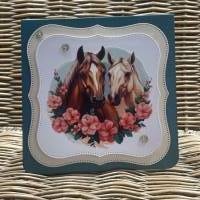 Grußkarte - mit Pferdepärchen -  Valentinstag - Hochzeit - Verlobung - Geburtstag - Freundschaft - handmade - selbstgema Bild 6