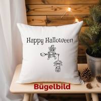 Bügelbild Happy Halloween mit Spinne für Textilien in Wunschfarbe - Herbst DIY - Applikation zum aufbügeln, Bild 8