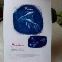 Sternzeichen Fische, Namenskarte, Poster, personalisiert, zum Beispiel als Taufgeschenk Bild 1