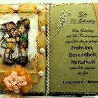 Wunderschönes, handgefertigtes Dekobuch zum 75. Geburtstag mit Holzbuchständer Bild 1
