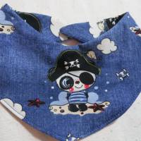 Halstuch Sabbertuch Spucktuch Dreieckstuch Wendehalstuch Jersey jeansblau mit dem niedlichsten Piraten Bild 2