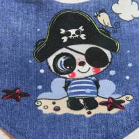 Halstuch Sabbertuch Spucktuch Dreieckstuch Wendehalstuch Jersey jeansblau mit dem niedlichsten Piraten Bild 3