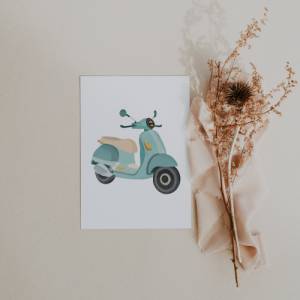Postkarte Roller Italien Klappkarte A6 Dankeschönkarte - Postkarte Danke sagen - Geschenkidee Danke Vespa Bild 5