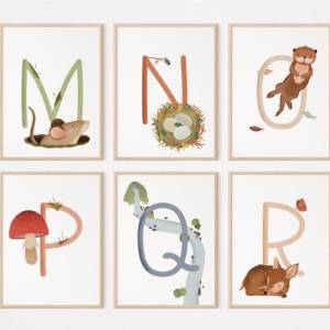 Buchstabenposter M wie Maus - WALD ABC Buchstabenposter M - Geburtsposter für Kinder - Namensposter Kinderzimmer Bild 5