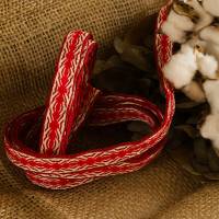 Brettchenborte Baumwolle, Brettchenweben, Zierborte, rot-weiß, Meterware Bild 2