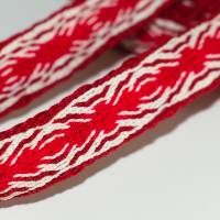 Brettchenborte Baumwolle, Brettchenweben, Zierborte, rot-weiß, Meterware Bild 6