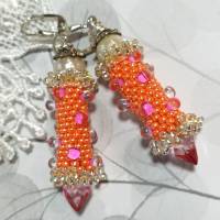 Ohrringe orange pink Glasperlen Silber handgemacht Bild 3