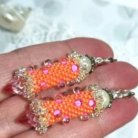 Ohrringe orange pink Glasperlen Silber handgemacht Bild 6