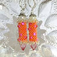 Ohrringe orange pink Glasperlen Silber handgemacht Bild 8