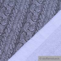 Stoff Baumwolle Elastan French Terry grau Strickmuster Digitaldruck Sweat Bild 2
