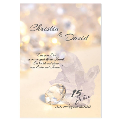 Poster zum 15 Hochzeitstag mit Namen Kristallhochzeit Geschenk für Brautleute Wanddeko Din A4